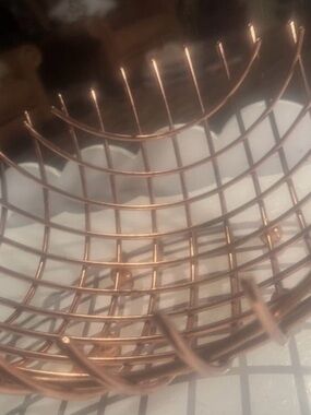 VINTAGE MID-CENTURY COPPER Metal Waffle 13 1/4" Centerpiece Fruit BOWL Decor